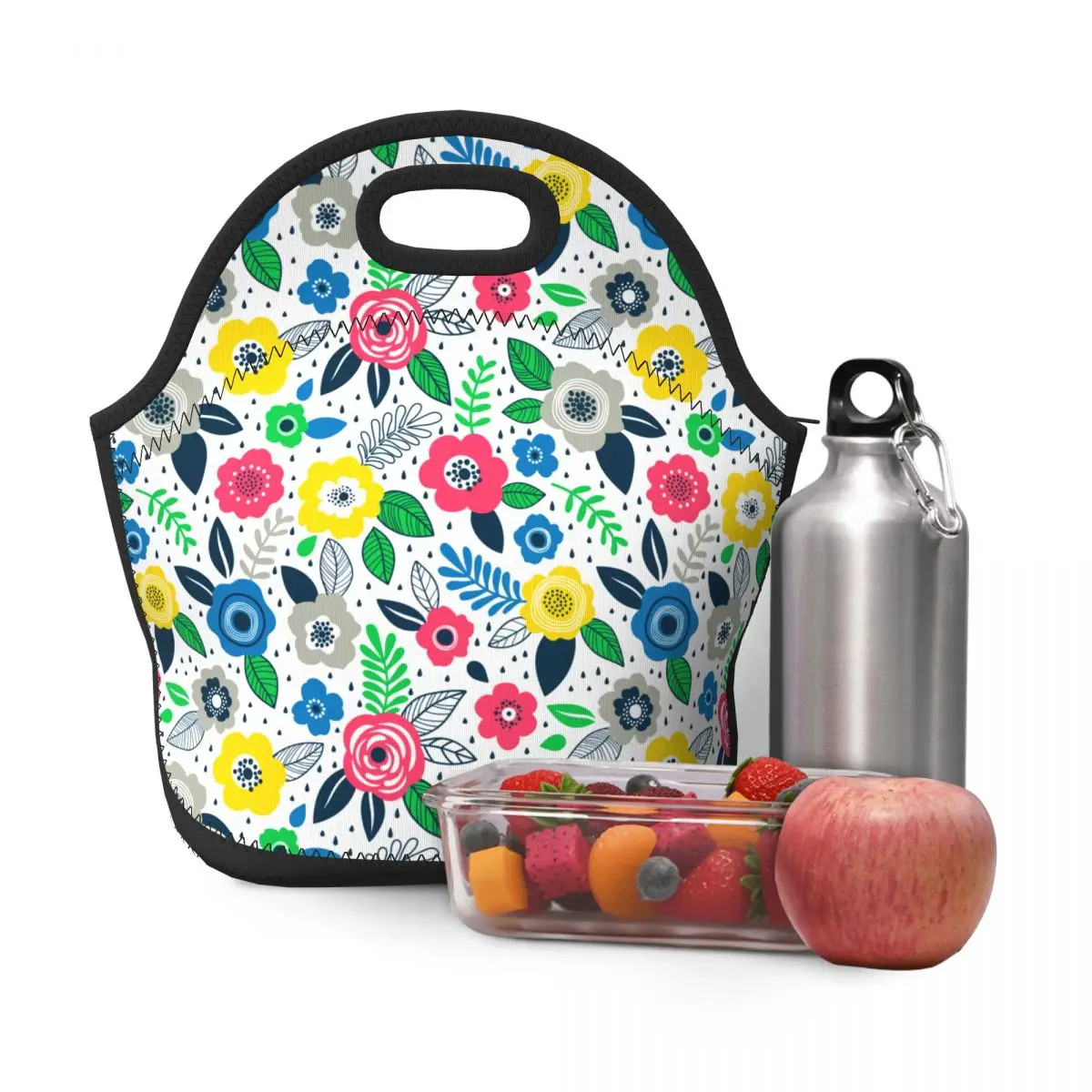 

Floral Lunch Bags for Girls Women Work Lunch Box Outdoor Picnic Food Drink Organizer Pouch Bags Top Handle Grocery Bag