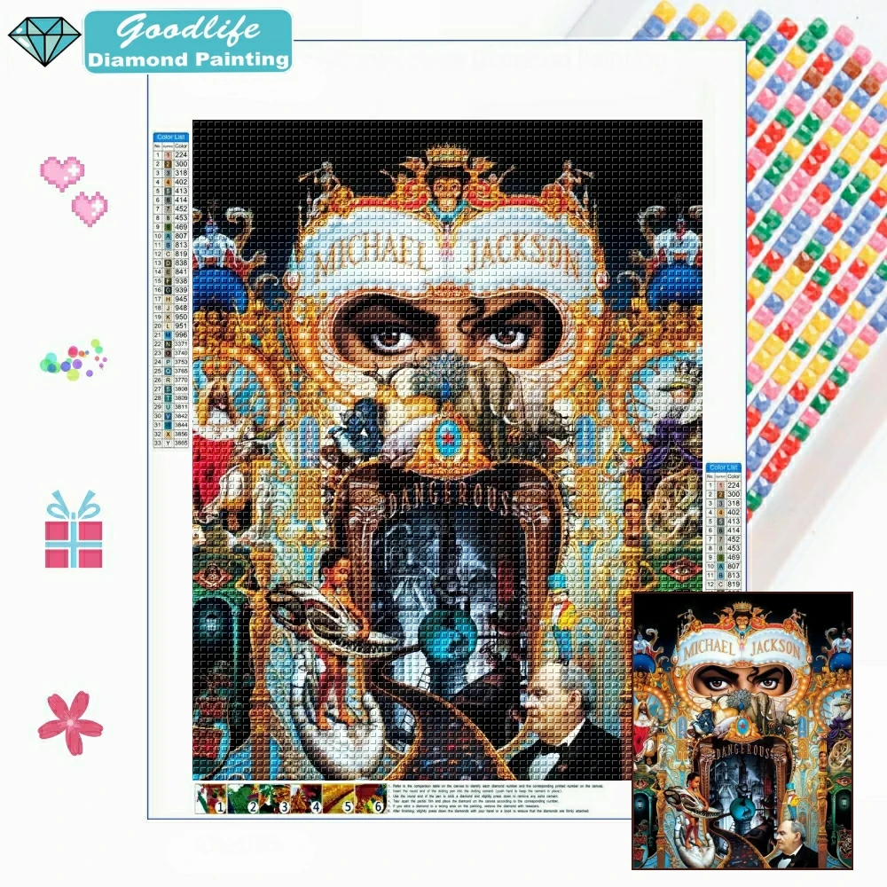 Michael Jackson Dangerous Art Film 5D DIY Diamond Painting Mosaic Rhinestone Embroidery Cross Stitch Kits Handicraft Home Decor