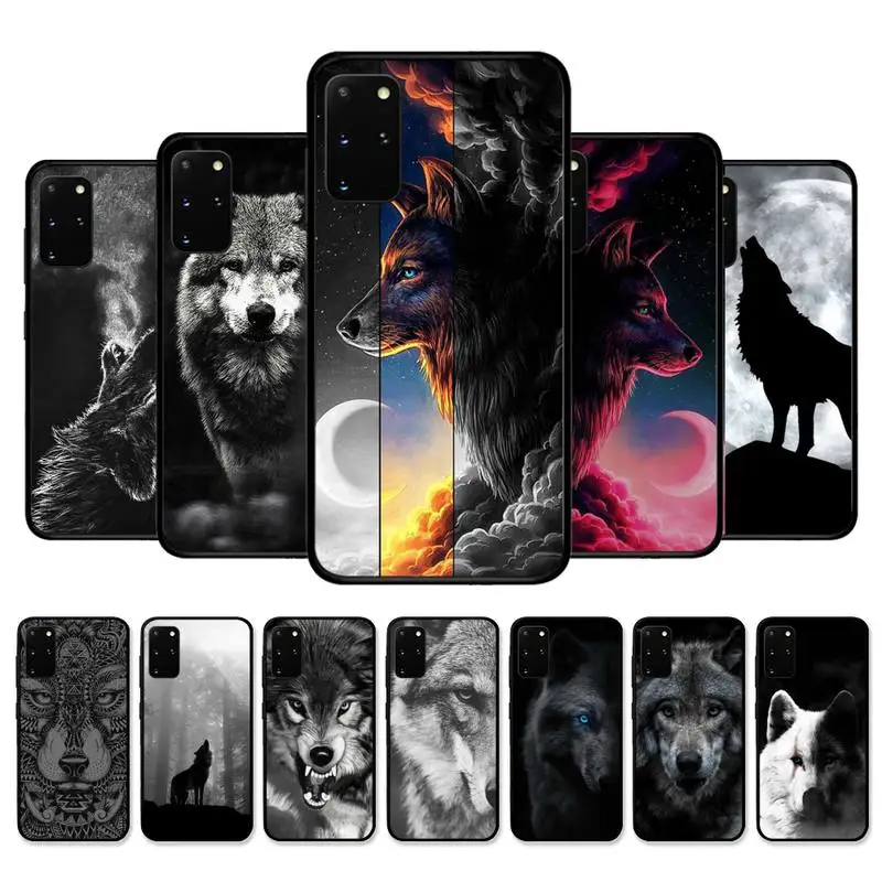 

Cool Black Wolf Print Phone Case for Samsung S21 S20 Ultra S22 S10 Lite S9 S8 Plus S21Fe S7 Edge Soft Tpu Cover