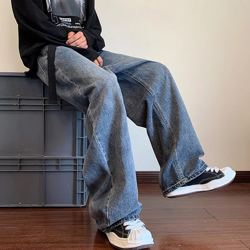 Hip Hop Baggy Jeans for Men Spring Autumn Fashion Denim Trousers Vintage Casual Stright Pants Oversized Bottoms Male Y2K Clothes
