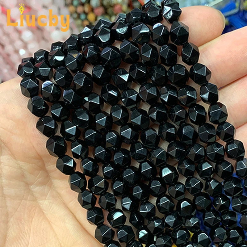 Бусины Из Натурального оникса и черного агата ручной работы алмазные бусины для