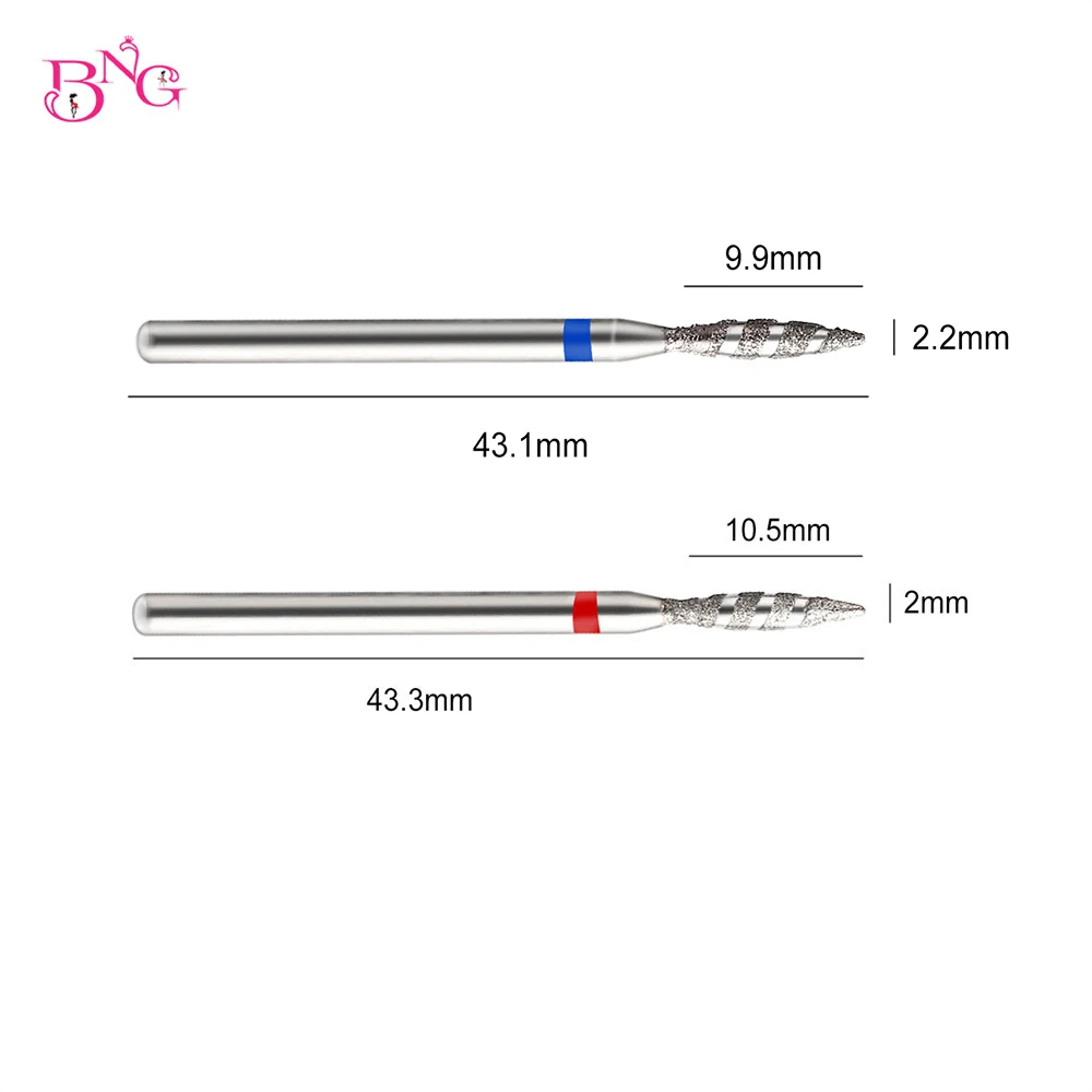 BNG 2 шт. пламенное алмазное сверло для ногтей маникюрные алмазные насадки