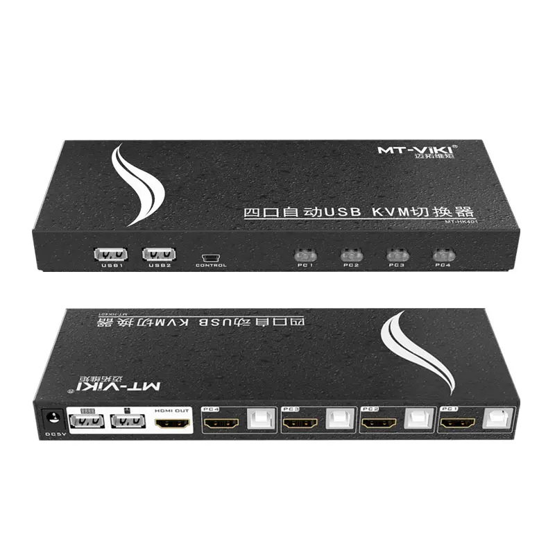 

4 Port HDMI KVM Switch Hot Key Auto Scan USB Plugable 4Kx2K 60Hz with 4 Cable Sets for 4 PC 1 Keyborad Mouse MT-HK401