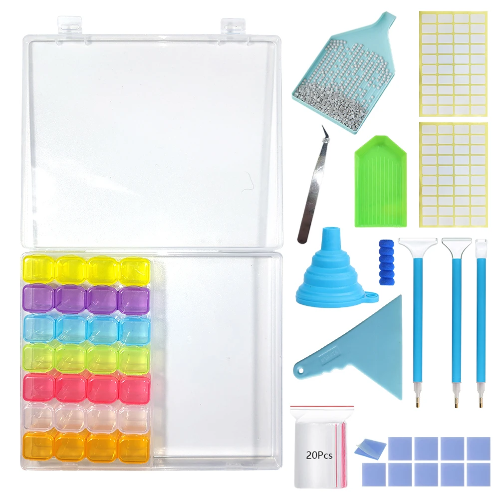

Diamond Painting Trays Tools Kit Container for Beads Mosaic Pen Paintings Accessories Storage Containers Plastic Box Accessory