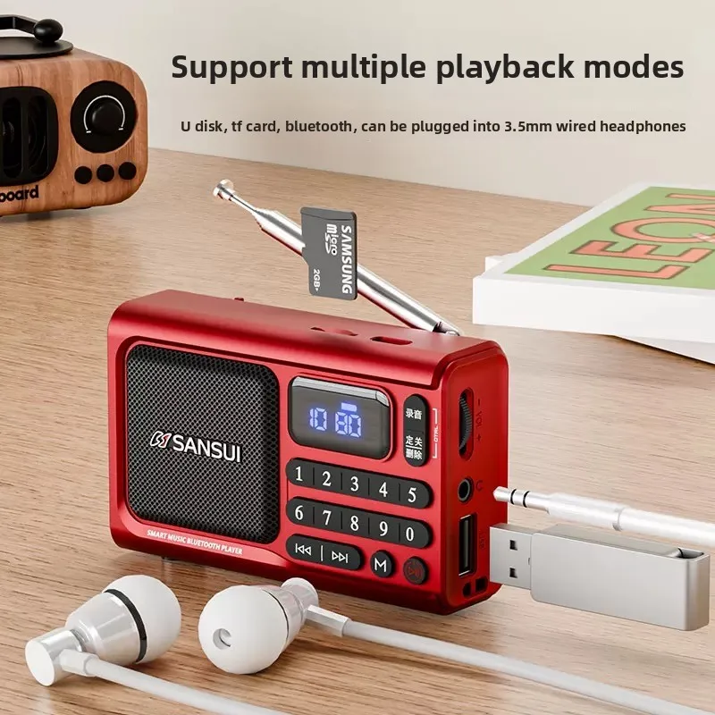 Фото Портативная Bluetooth-колонка SANSUI F77 с FM-радио, диктофоном и таймером отключения для пожилых людей (для домашнего использования) №3