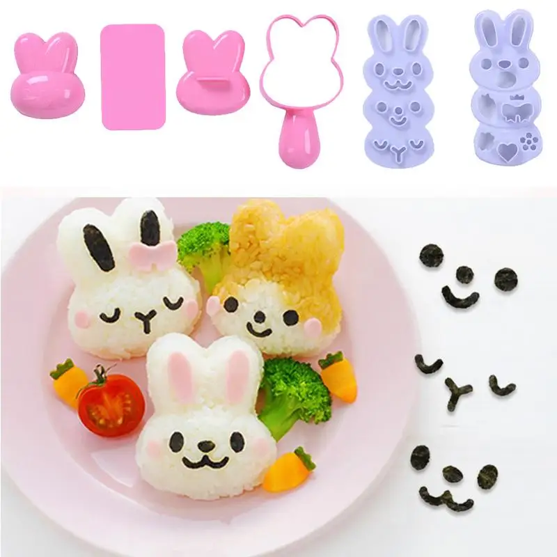 

Маленькая кроликообразная мультяшная форма для суши, вареное яйцо, рулон риса, плитка шеф-повара, рисовый шар, бэнто-формы, кухонные принадлежности