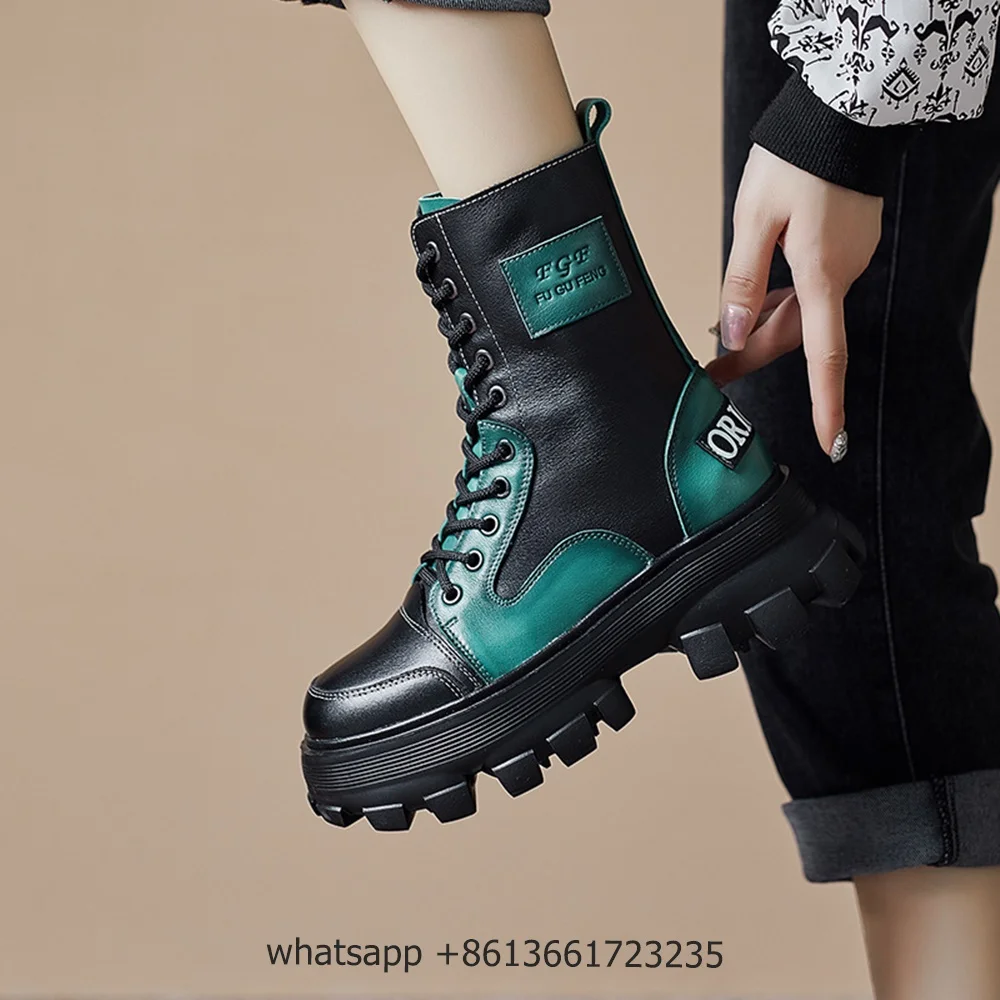 

Осенне-зимние Ботинки Martin на толстой подошве в стиле ретро кожаные спортивные короткие ботинки женская обувь с высоким верхом 2022 Новые повс...