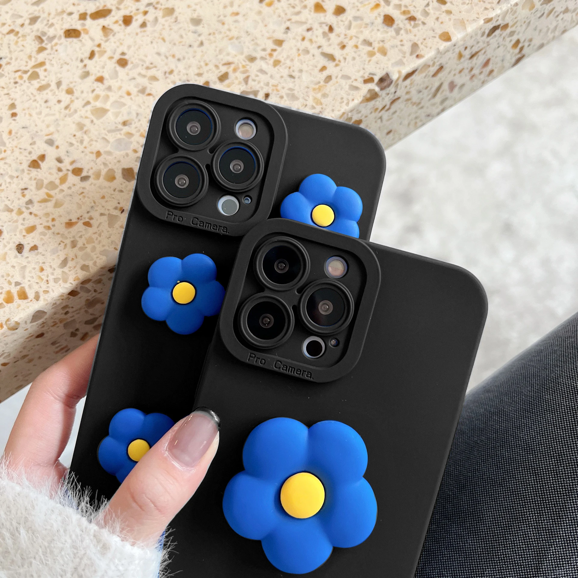 Роскошный синий однотонный 3D Цветочный Мягкий чехол для Google Pixel 9 Pro 8A 7A 6A 5A 4A 3A 3 XL