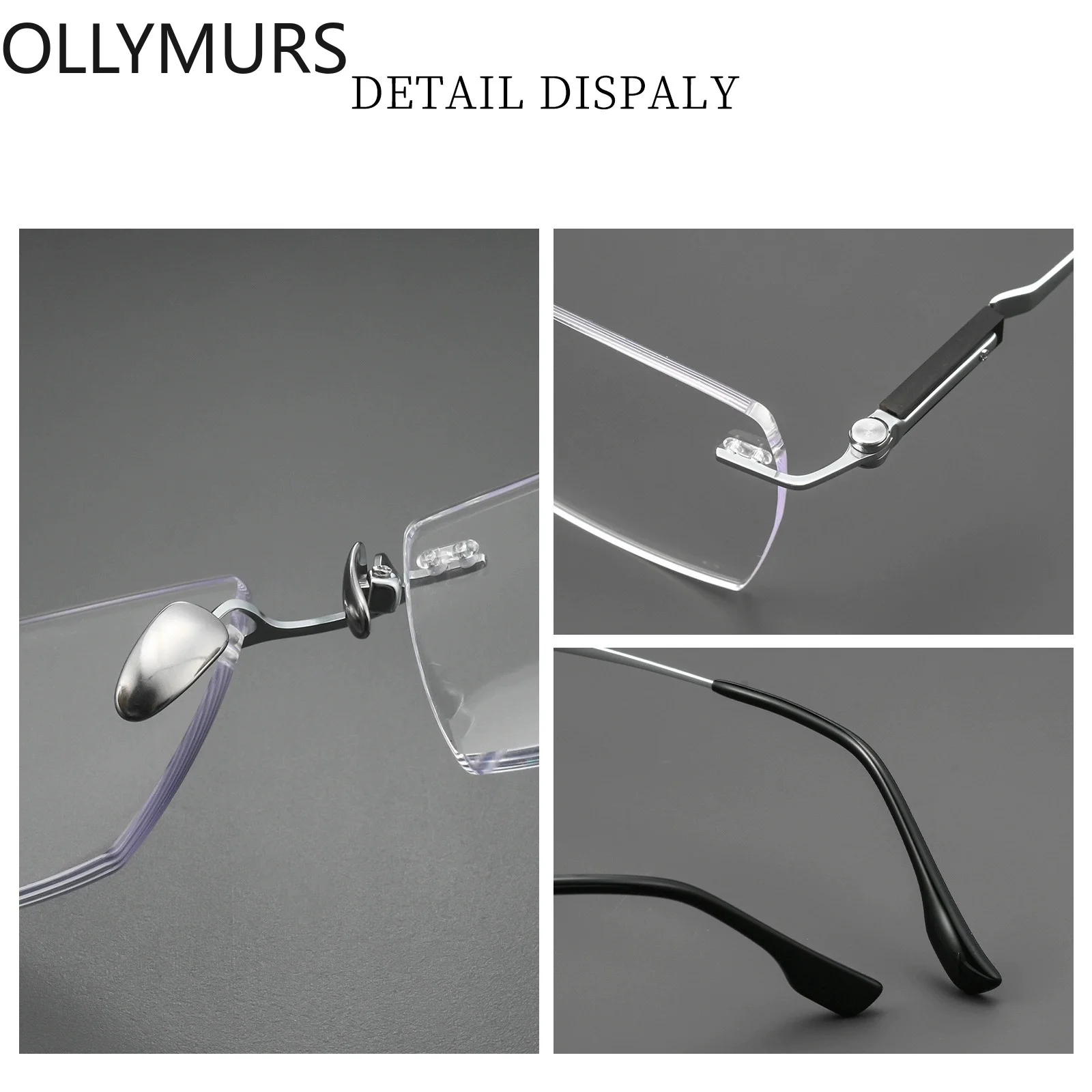 Фото Очки OLLYMURS титановые без оправы, с защитой от синего света, оптические, по рецепту, фотохромные, прогрессивные №4