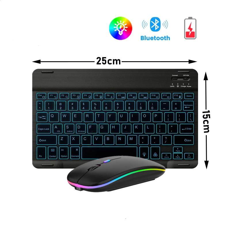 

RGB Bluetooth Wireless Mini Keyboard and Mouse Rechargeable Keyboard Mouse Backlight Rechargeable Keyboard For Ipad Phone Laptop