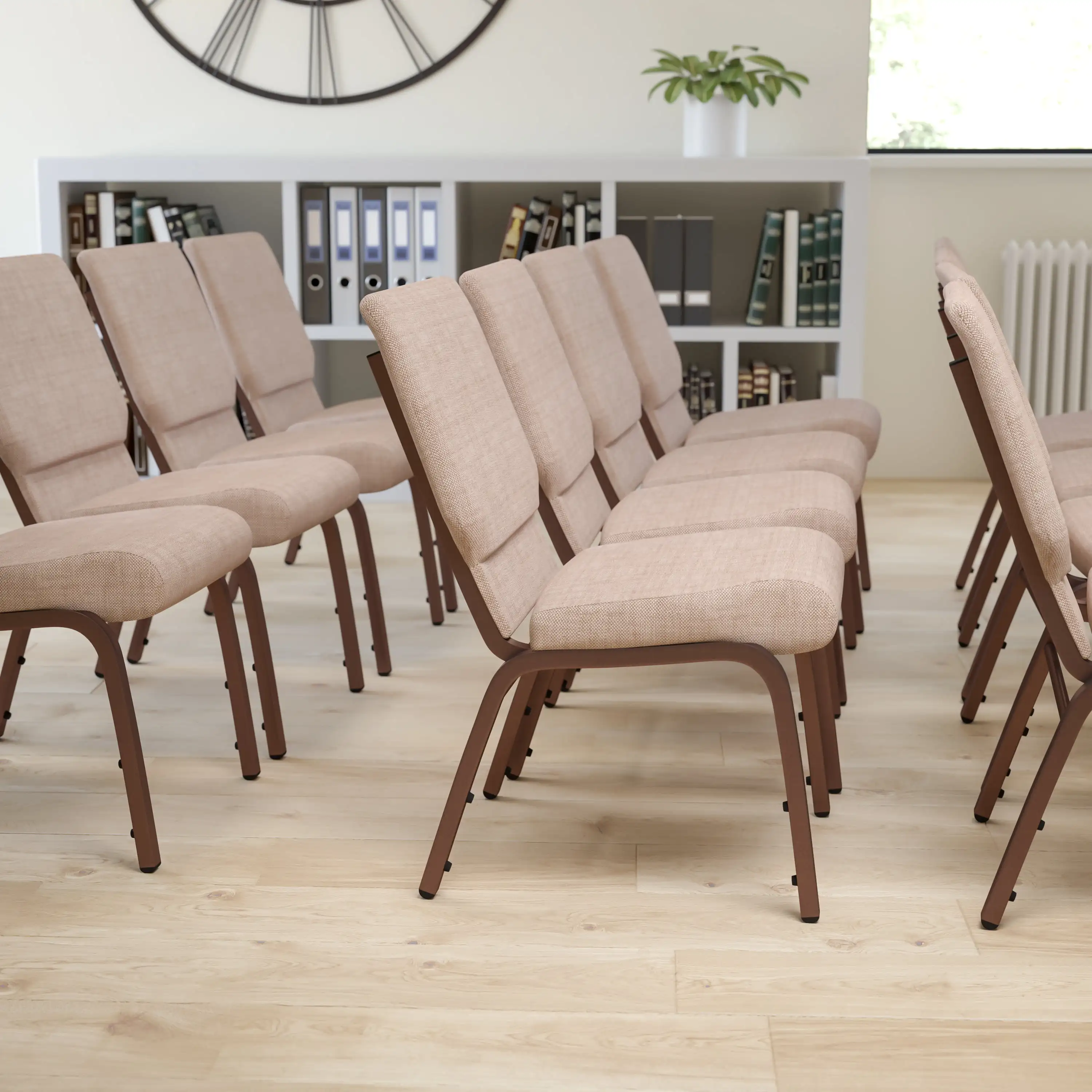 

Flash Furniture HERCULES Series 18.5''W Stacking Church Chair in Beige Fabric - Copper Vein Frame