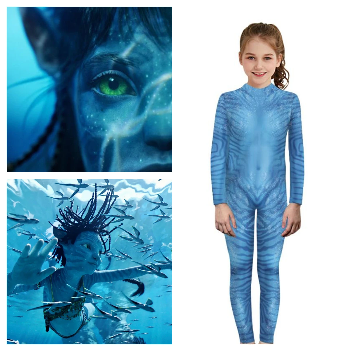 

New Avatar The Way of Water Neytiri Catsuit Avatar 2 Jake Sully Kids Cosplay Jumpsuit Halloween Girls Boys Bodysuit Zentai Child