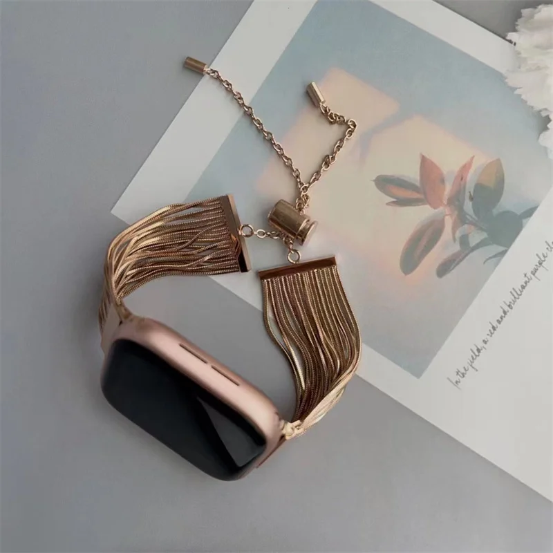 

Ремешок из нержавеющей стали для Apple Watch Band 49 мм 45 мм 41 мм 42 38 44 40 мм, Браслет-манжета модного дизайна для iWatch Series 8 7 SE 6 5 4