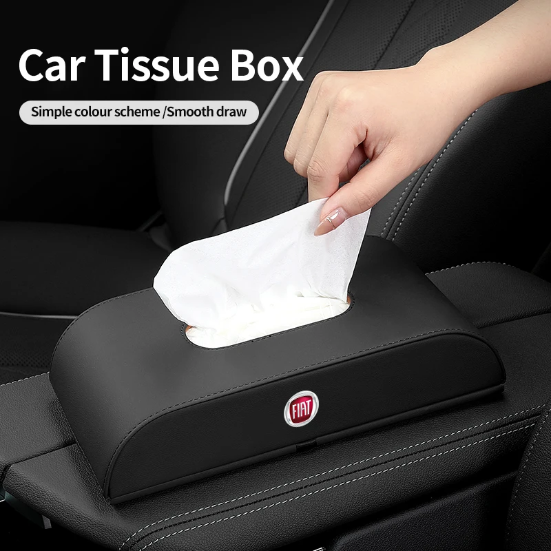 

PU Leather Car Tissue Box Cover Accessories Storage Handkerchief Boxes For FIAT Grande Punto 500 Abarth Tipo Panda Ducato Freemo