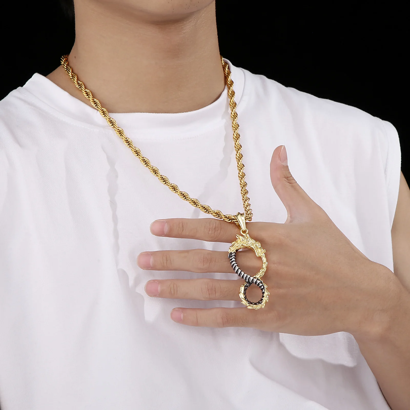 KALEN Кулон Дракон Уроборос из нержавеющей стали для мужчин