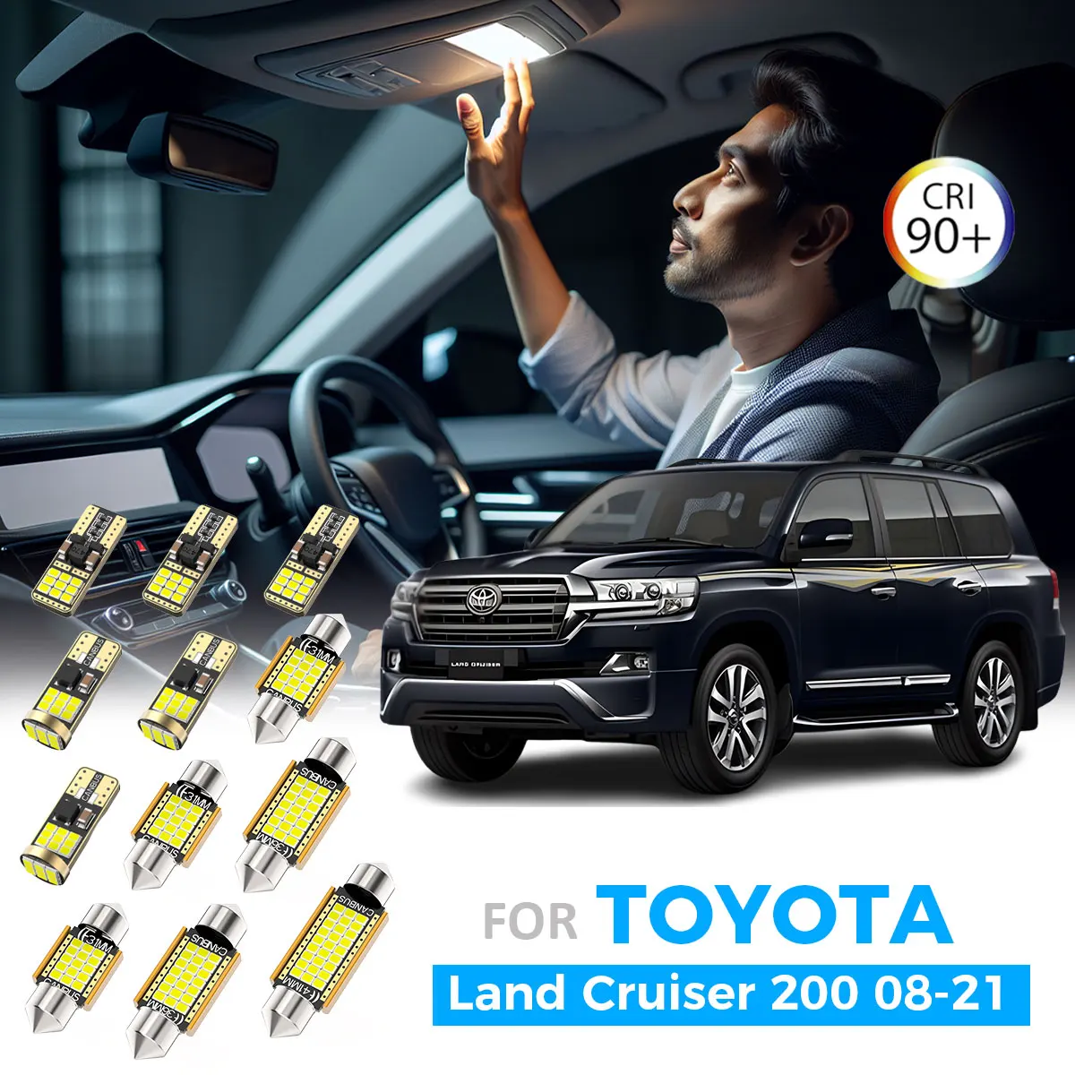 

AENVTOL, 16 Шт., Комплект Светодиодного Внутреннего Освещения Для Toyota Land Cruiser 200 LC200 2008-2021, Белый, 6000K