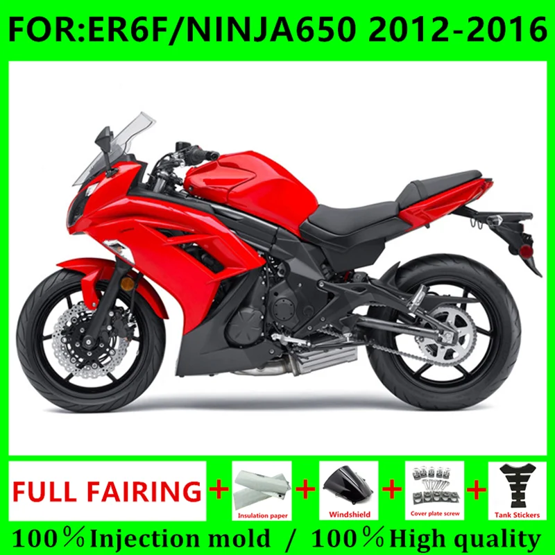 

Комплект обтекателей для мотоциклов 2012 2013 2014 2015 2016 ER6F ninja650 EX 650 NINJA 650, комплект обтекателей красного и черного цвета
