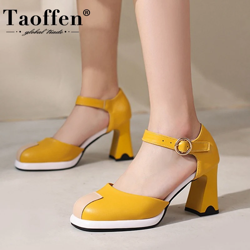 

Taoffen Size 33-43 Women Sandals Mix Color Strange Heel Summer Shoes Fort Woman Fashion Sweet Party Wedding Shoes Footer