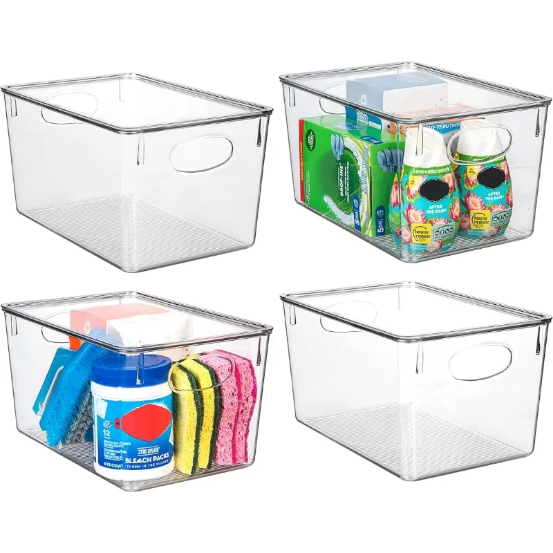

Пластиковые контейнеры для хранения с крышками-идеальная Организация кухни или хранилище для кладовой-искусственные, органайзеры для шкафа