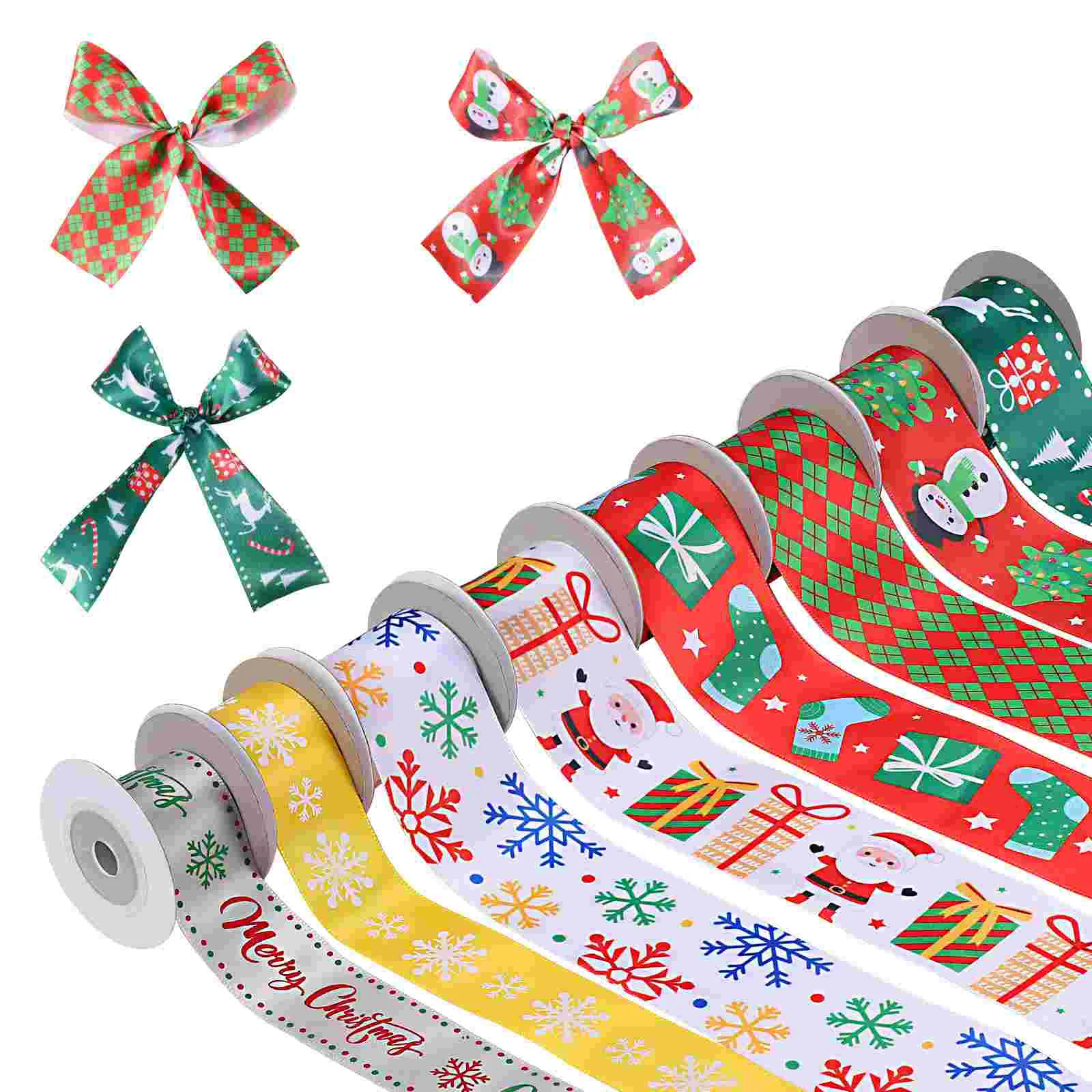 

Healifty 8 Rolls Christmas Packing Ribbon Christmas Themed Gift Wrapping Ribbons Festival Ribbon Decor