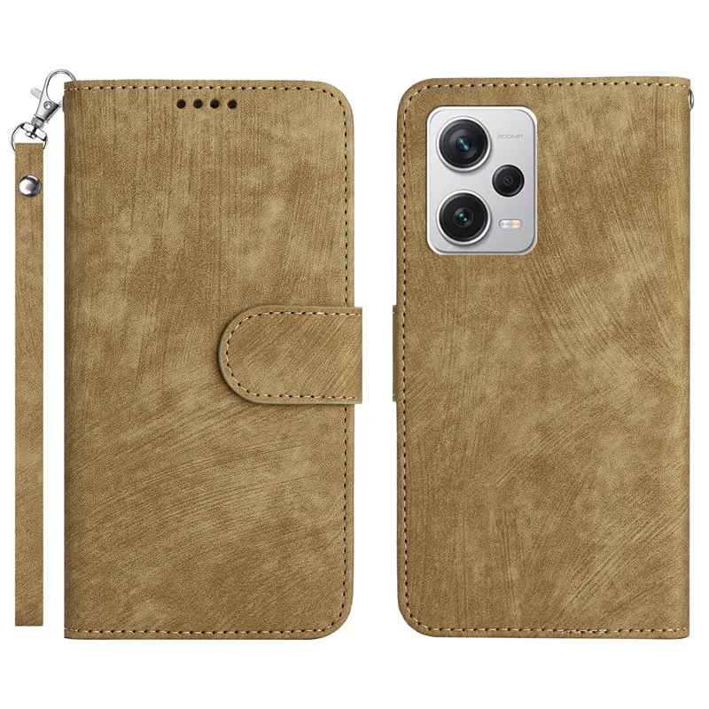 Textured Solid Colors Phone Wallet Case For Xiaomi Redmi Note12 S Note 12 Pro Plus 5G 12C A2 11A Flip Cover Protect Bags