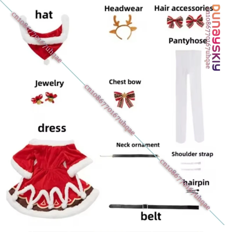 Барбара Gunnhildr Косплей Рождественский костюм Аниме Игра Genshin Impact Одежда