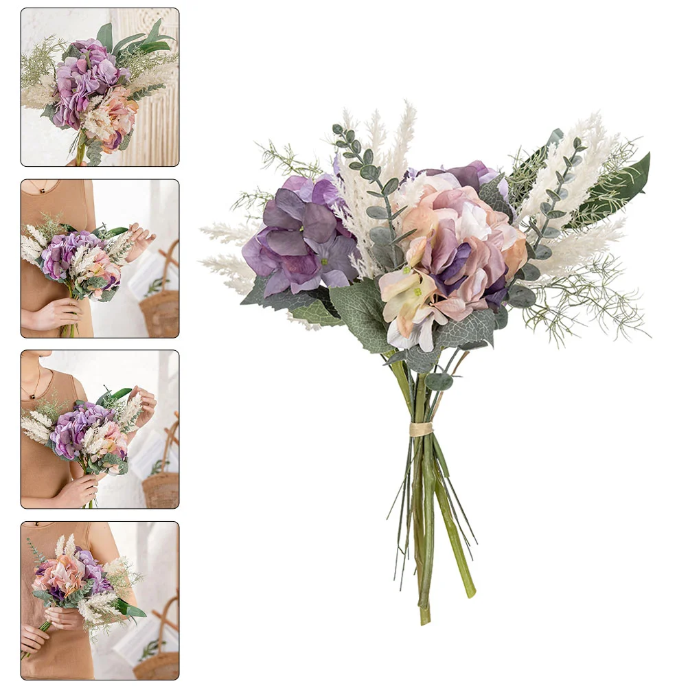 

Bouquet Flower Wedding Hydrangea Flowers Artificial Silk Bouquets Peony Wildflower Rose Fake Bridesmaid Real Lavender Gypsophila