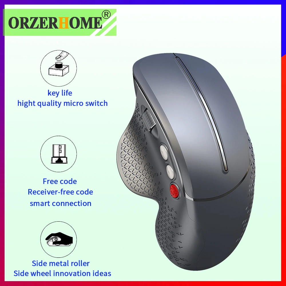 ORZERHOME 2.4GHz Vertical Wireless Gaming Mouse Ergonomic Adjustable Laptop Side Wheel Mouse 3600 DPI Optical Game Office Mice