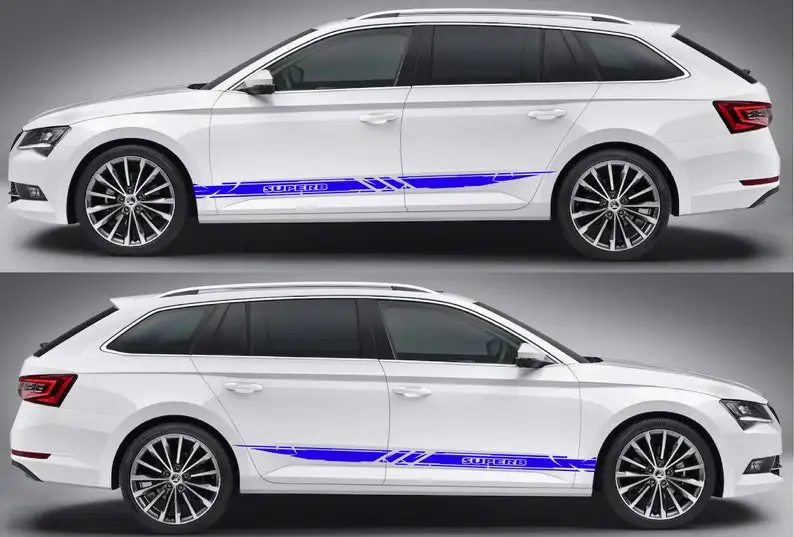 

Side Door Stripe Custom Kit Stickers Set Kit Compatible With Skoda Superbcar Long Stripe Decal 2PCS