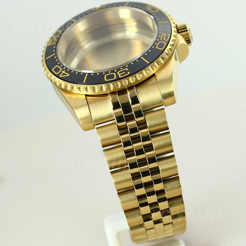 Золотой мужской корпус часов 40 мм юбилейный браслет для Seiko NH35 NH36 NH38 Miyota 8215 ETA 2824