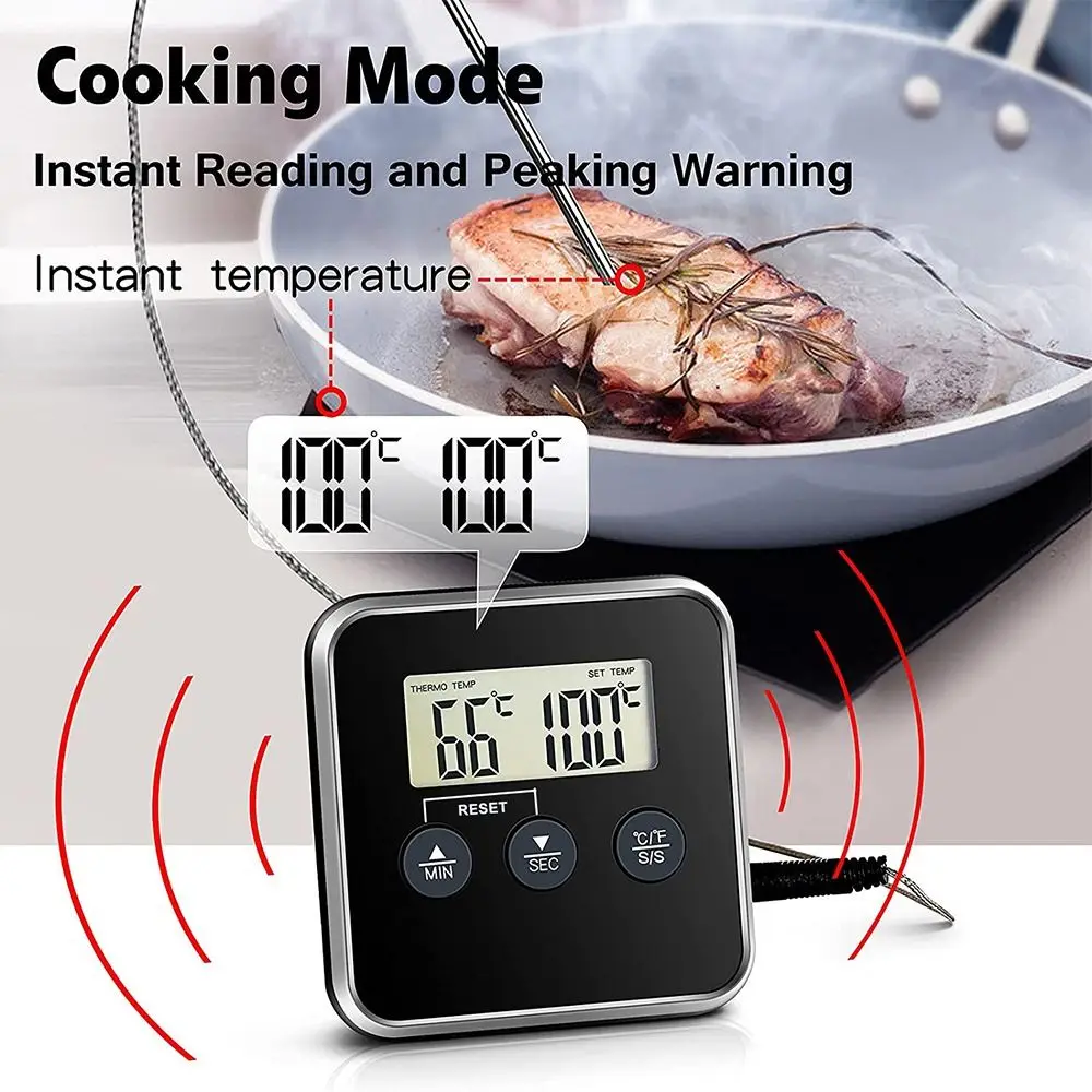 

Temperature Timer Oven Kitchen Function Grill For Meter Cooking New Stainless Probe Digital Food Meat Steel Thermometer