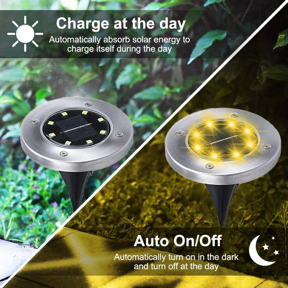 

Solar LED Garden Light Outdoor In-Ground Landscape Lighting Pathway Spotlight For Walkway Patio Yard Lawn Courtyard Decoration