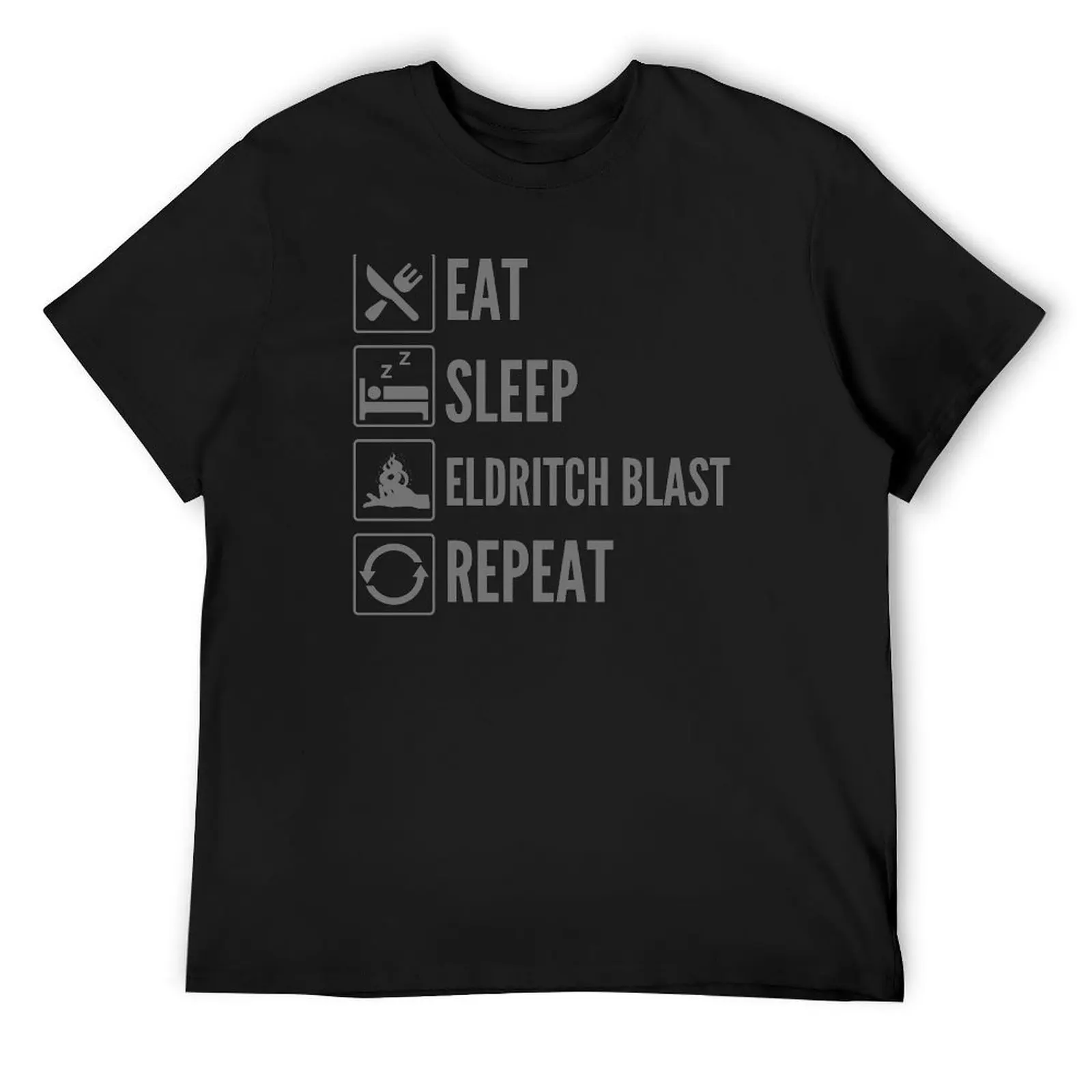 Eat Sleep Eldritch Blast Repeat — футболка с принтом Warlock Dungeons and Dragons