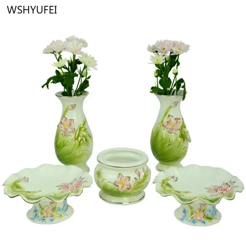 Креативная керамическая курильница для благовоний с золотым цветком лотоса