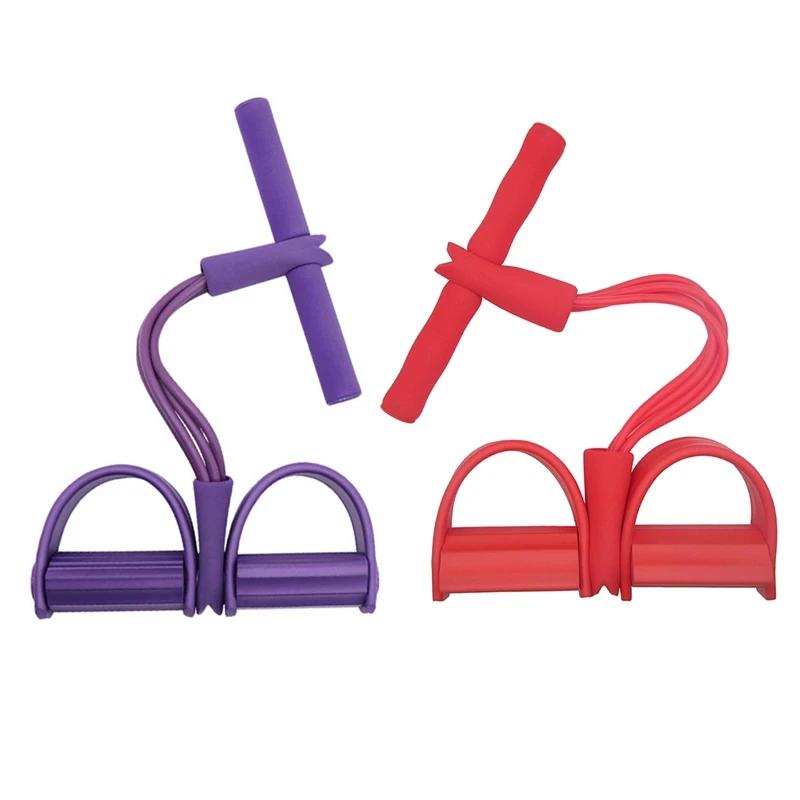 

2X Red /Purple Newly Fitness Elastic Sit Up Pull Rope Abdominal Exerciser Home Sport Equipment Pull Convenient Rop