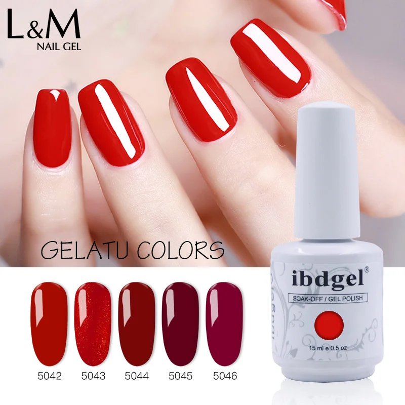 

24pcs ibdgel fast shipping 15ml UV Gel Nail Polish Shiny Red Color Gel Varnish Nail Art