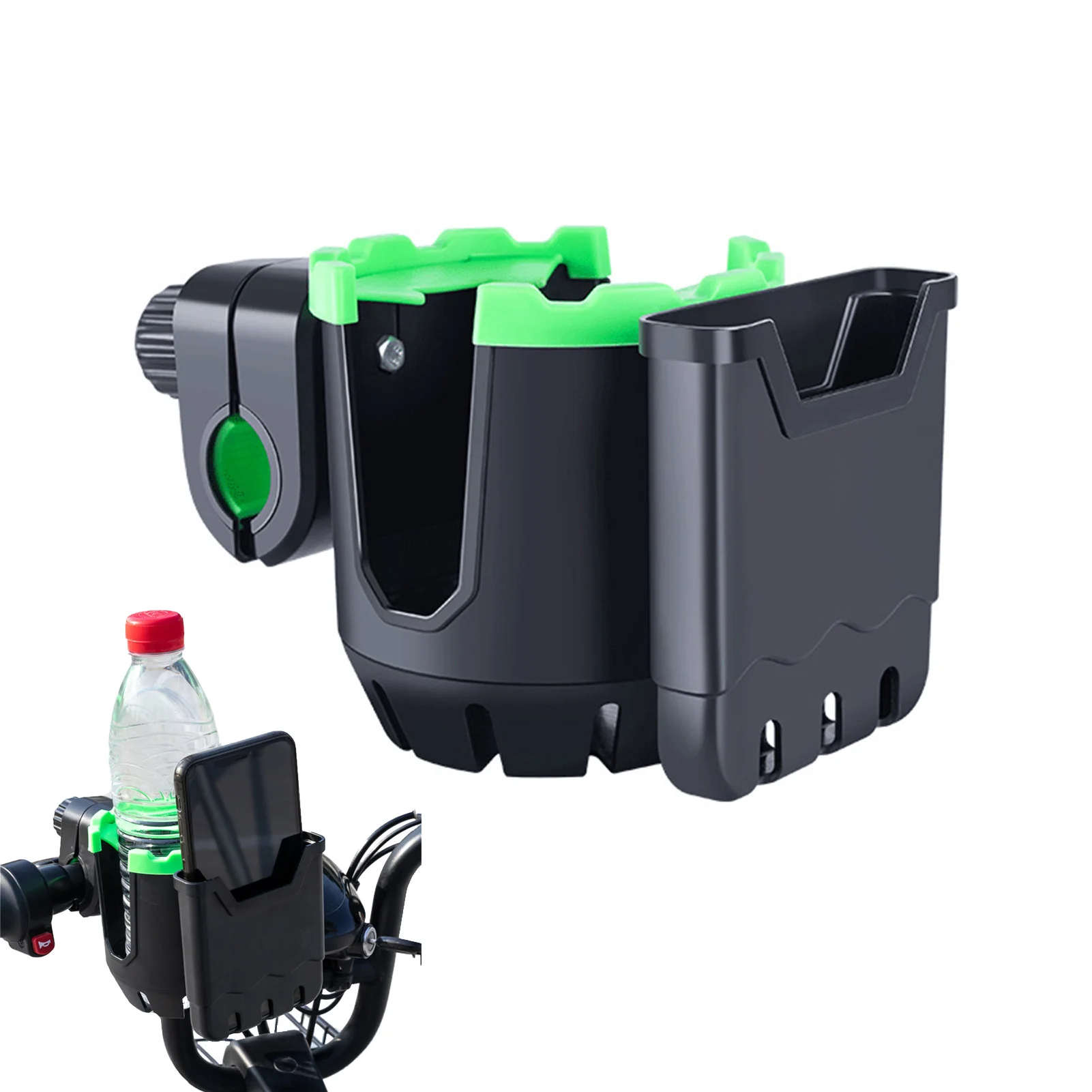 

Stroller Cup Holder With Phone Holder Universal Smooth Cup Holder Black Avoid Scratches 2-in-1 Bottle Holder For Stroller Bike