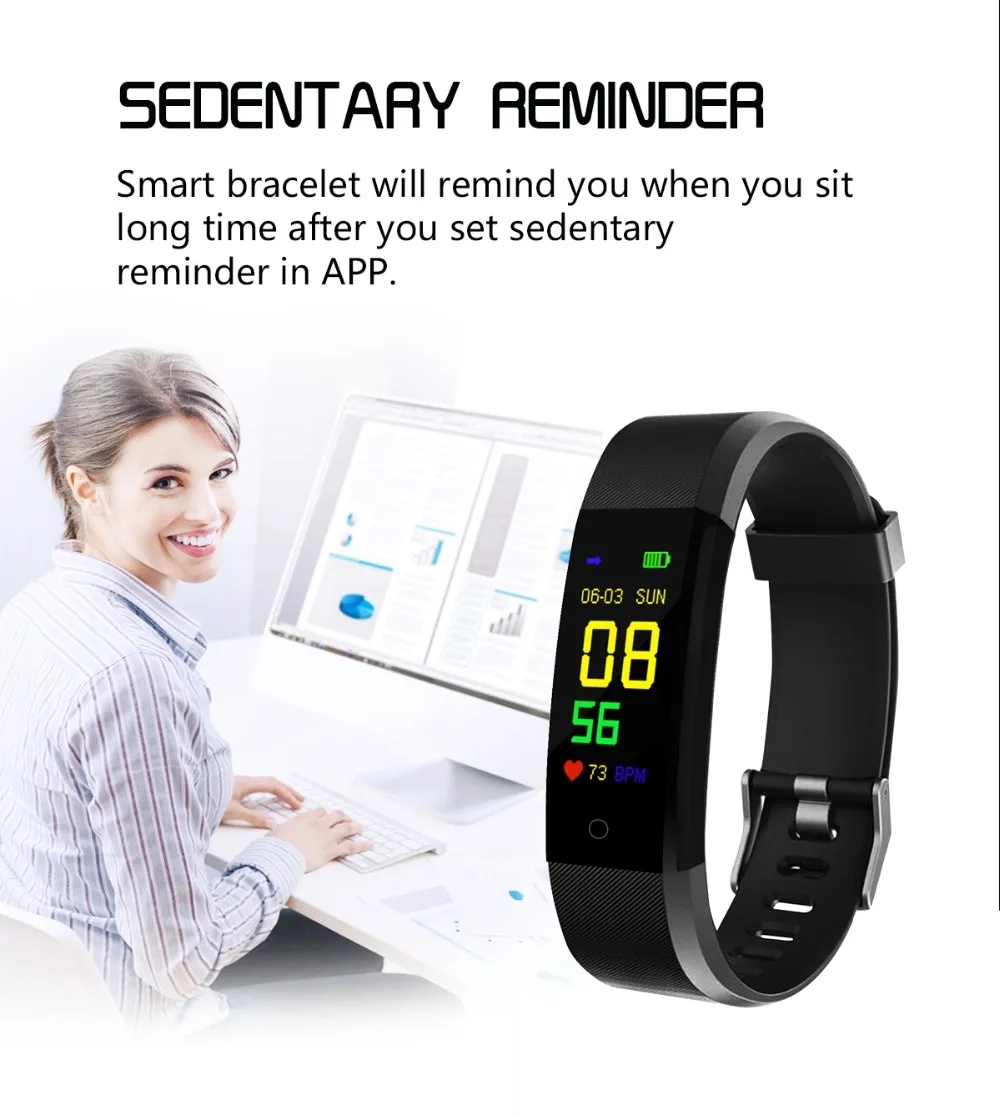 Смарт-часы 115Plus Bluetooth-браслет 2020 пульсометр артериальное давление смарт-браслет