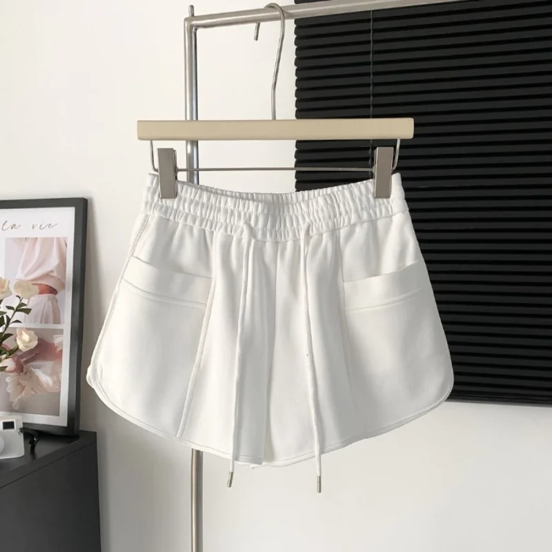 Solid Color Casual Sports Shorts Women Summer New All-matching High-waisted Skinny A-line Wide Leg Beach Biker Shorts Women