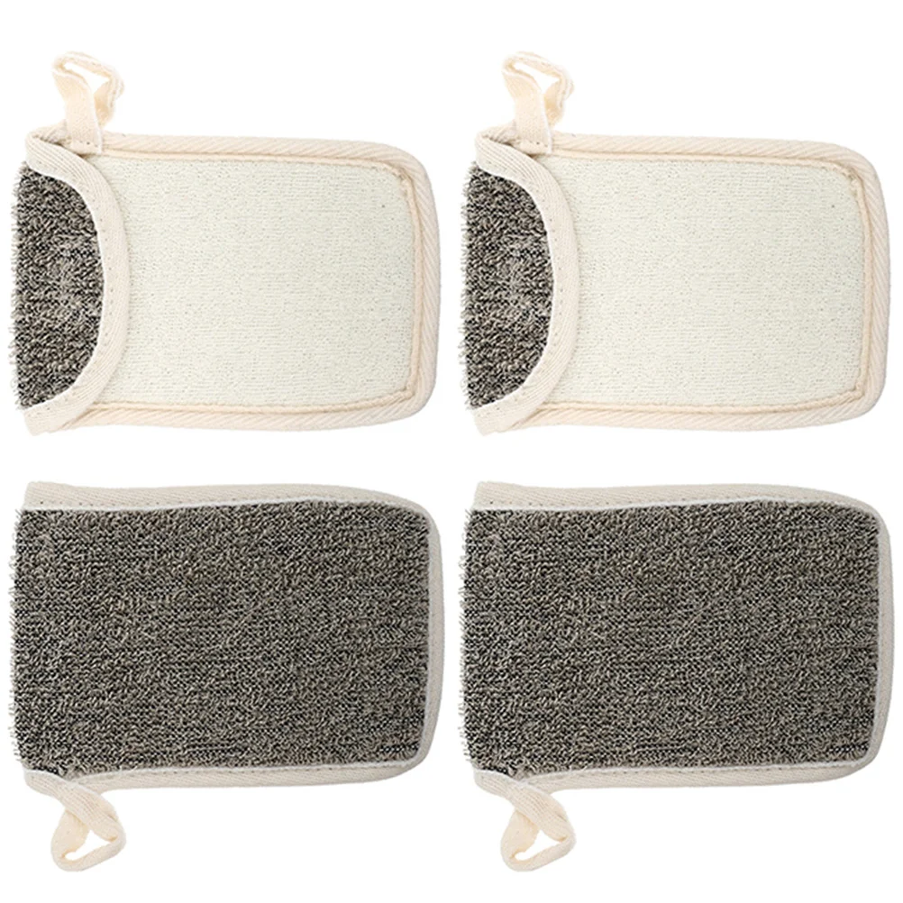 

4 Pcs Clean Black Linen Soap Bag Bath Scrubber Body Exfoliating Net Mesh Flax Household Savers