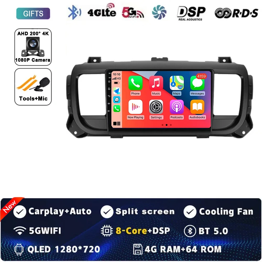 

Android 14 для Citroen Jumpy 3 SpaceTourer 1 Peugeot Expert III 3 2016-2021, автомобильный радиоприемник, навигация, GPS, мультимедийный плеер, стерео BT