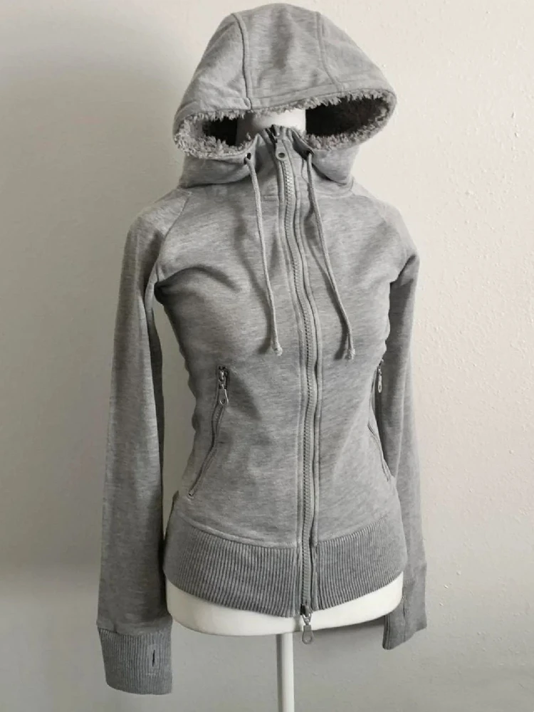 Фото Subculture Faux Coats Женская куртка с рисунком и флисовой меховой толстовкой с капюшоном, острый американский ретро-уличный стиль и модный топ Y2K №3