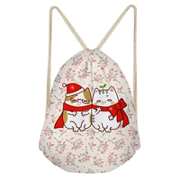 cute christmas cat print drawstring bag high quality%c2%a0student backpack travel%c2%a0multifunction ladies%c2%a0outdoor knapsack
