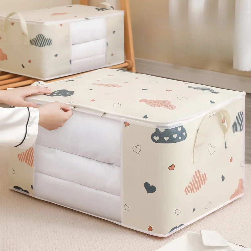 

Storage Bag Clothes Blanket Quilt Closet Sweater Foldable Organizer Box Durable Cartoon Print Winter Clothes Cabinet Organizer