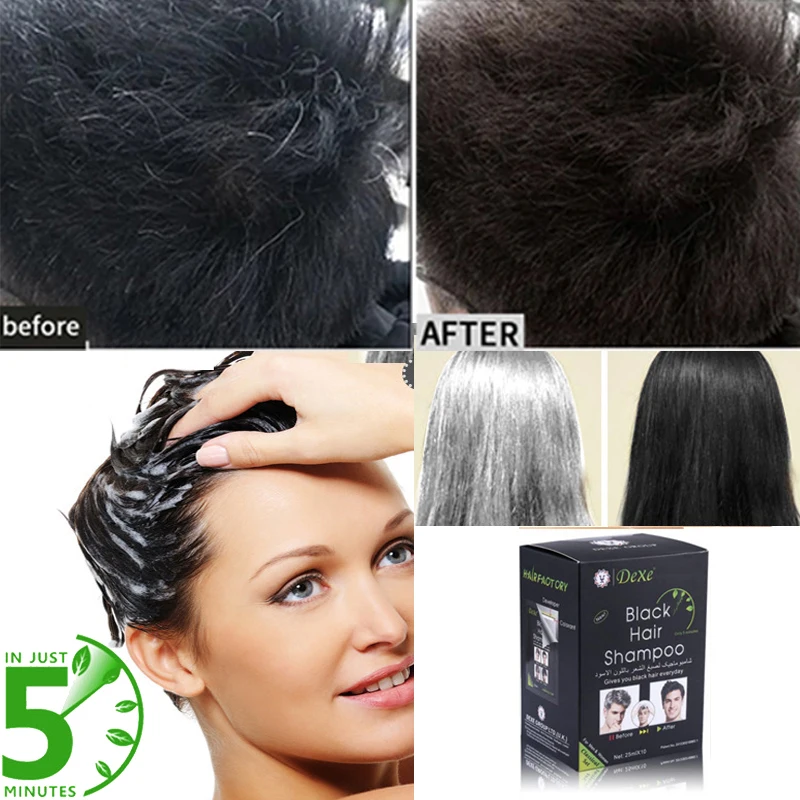 10pcs/1box Economic Set Dexe Black Hair Shampoo Only 5 Minutes Hair Color Hair Dye Permanent hair dye Hair care free shipping