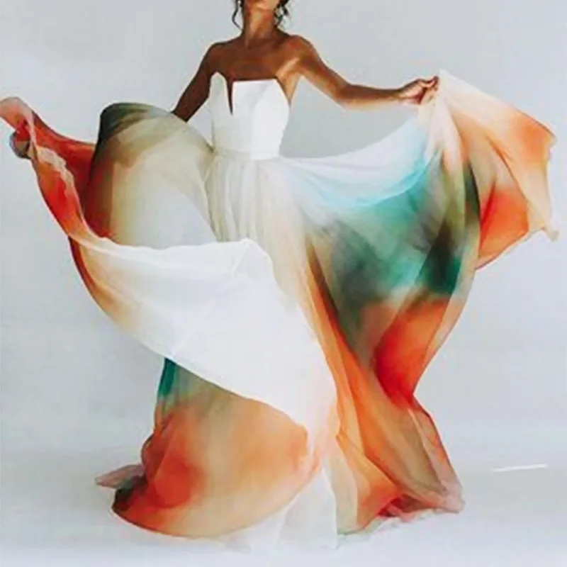 

Women Rainbow Skirt One Piece Lace Up Single Layer Classic A-Line Empire Big Swing Maxi Skirts Womens