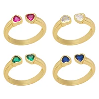 8 colors heart asymmetric ring for women pink blue zircon love opening ring fashion temperament versatile ring female jewelry
