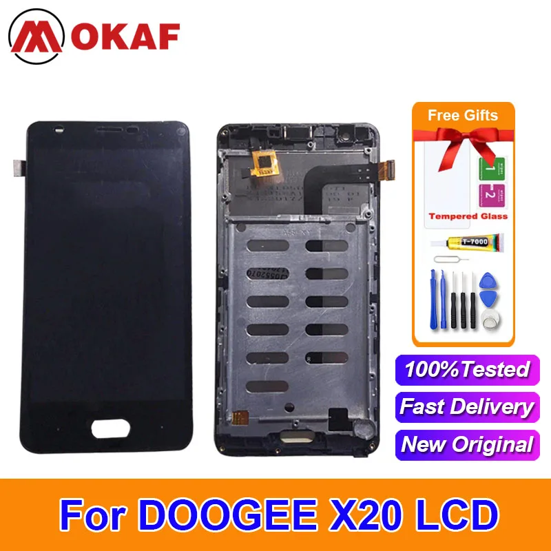 

Оригинальный ЖК-дисплей OKANFU 5,0 дюйма Для Doogee X20, сенсорный экран, сенсорный датчик, дигитайзер в сборе, передняя панель дисплея X20, стекло с ра...