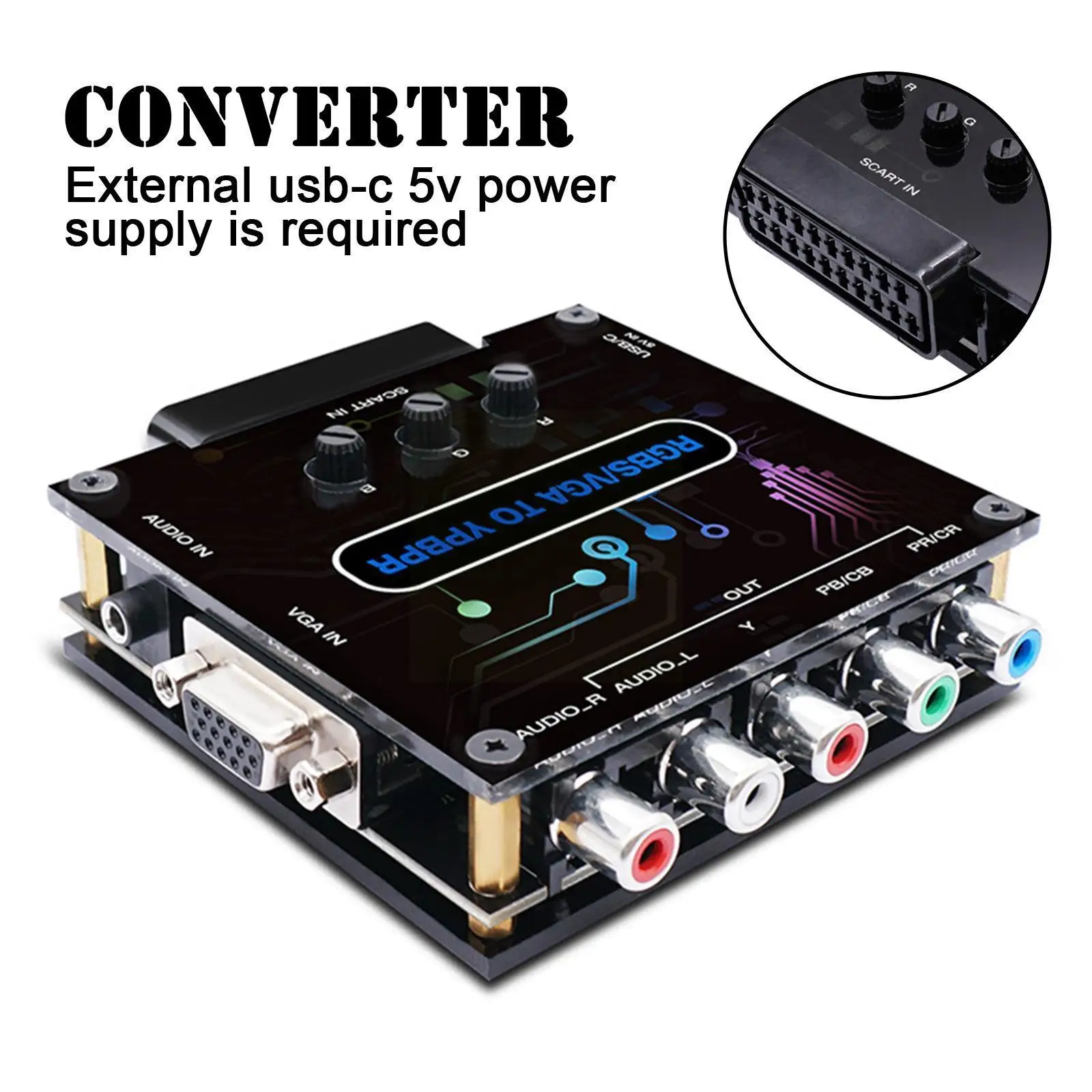 

Rgbs Vga Scart To Ypbpr Color Difference Converter Signal Video Adapter Color Difference Component For Game Console E8i5