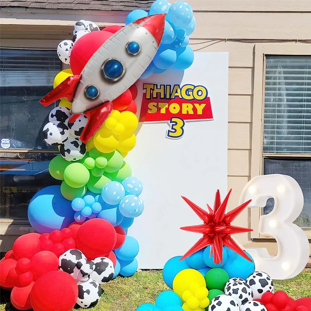 

126pcs Toy Story Balloons Garland Arch kit Red Blue Yellow Green Balloon for Kids Toy Theme and Beyond Birthday Party Decoration